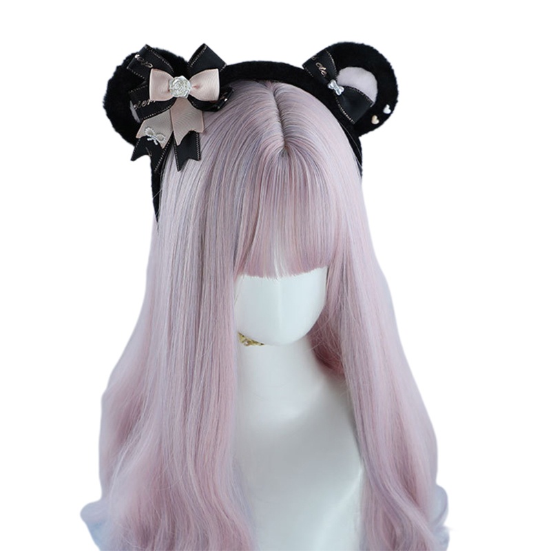 Cài tóc tai gấu đính hoa hồng phong cách Lolita xinh xắn