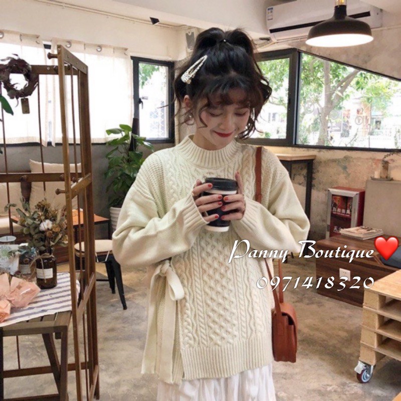 [Order có ảnh thật]Áo len vặn thừng vạt thắt nơ ♥️, style ulzzang Hàn Quốc 🌻 Panny Boutique 🌻