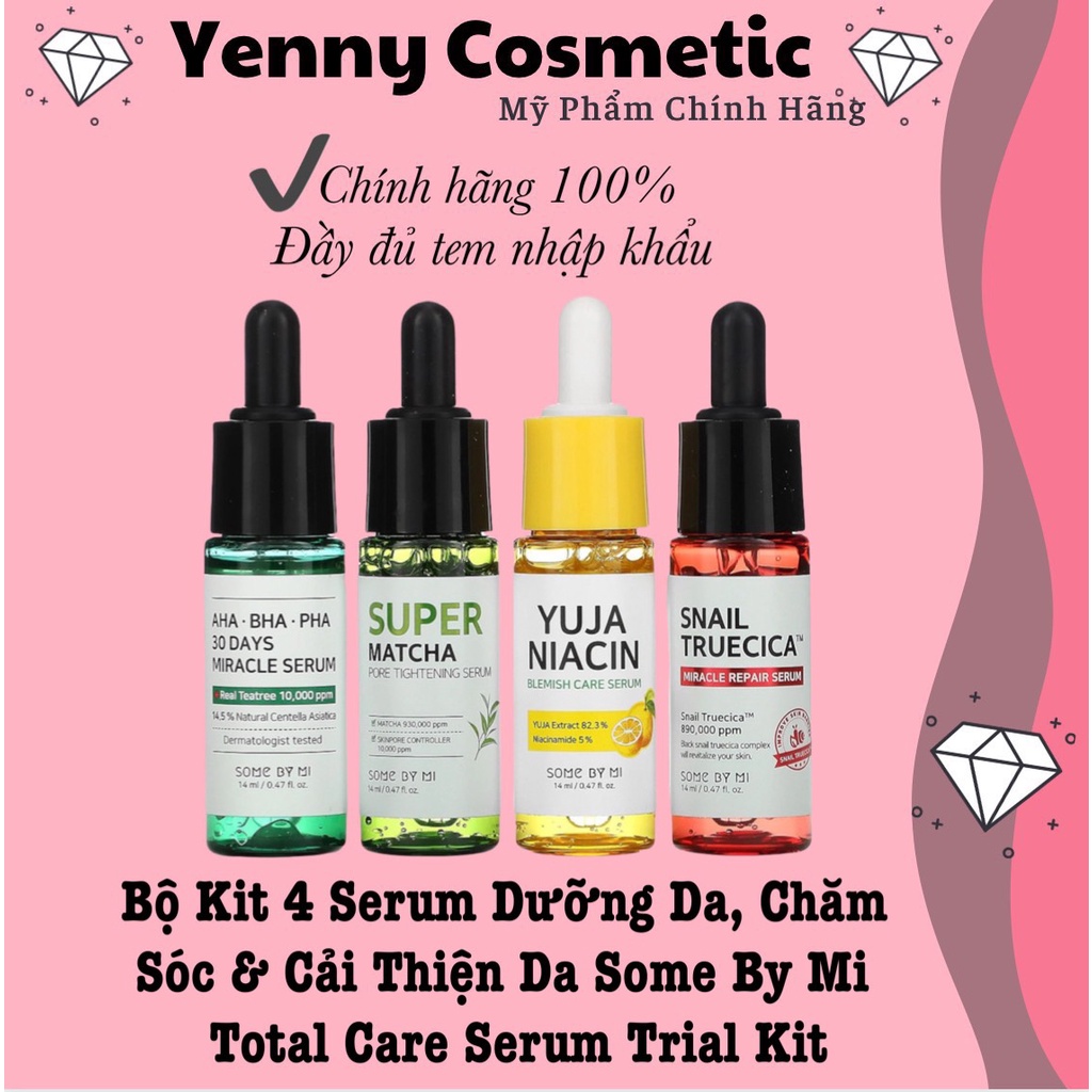 Bộ Kit 4 Serum Dưỡng Da, Chăm Sóc Và Cải Thiện Các Vấn Đề Da Some By Mi Total Care Serum Trial Kit