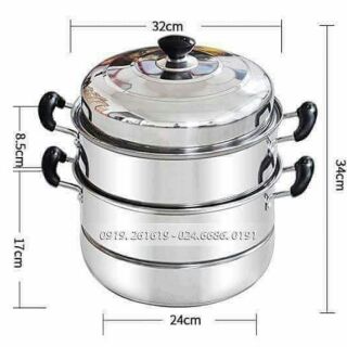 Nồi hấp 3 tầng inox 28cm