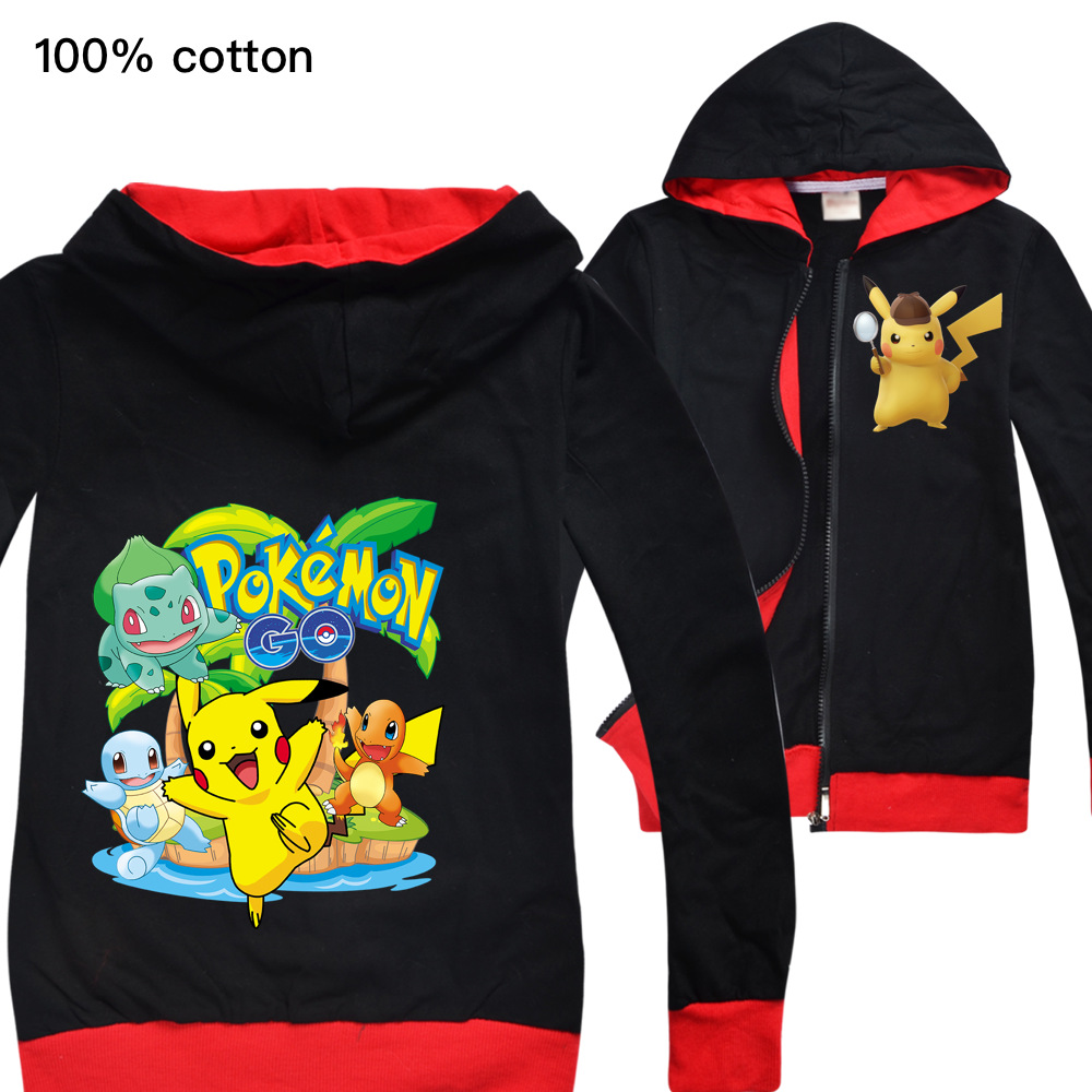 Áo Khoác Hoodie Tay Dài In Hình Pikachu Cho Bé Trai & Gái