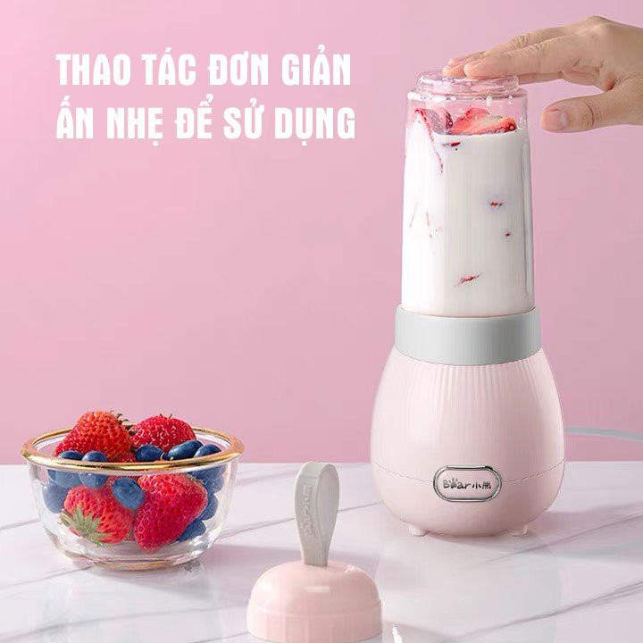 Máy xay sinh tố mini cầm tay BEAR- Dung tích 400ML, 4 lưỡi xay Inox- Nhỏ gọn, tiện lợi