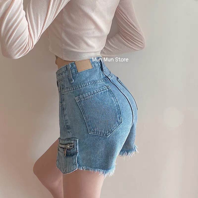 Quần short nữ lưng cao MunMunStore quần bò đùi cao cấp phom hàn quốc ulzzang ( ảnh + video thật)