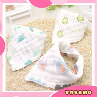 Yếm quàng cổ cho bé chất liệu vải xô cao cấp 6 lớp mềm mại cao cấp có cúc bấm KH02