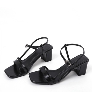 Sandal cao gót, gót vuông dây eo da