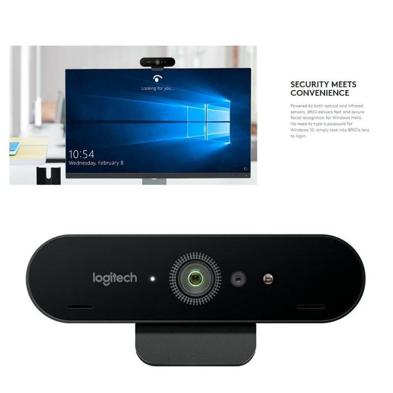 Webcam Logitech BRIO - 4K Ultra HD Hàng chính hãng - Webcam ultra HD để tổ chức hội nghị video, truyền phát và quay phim