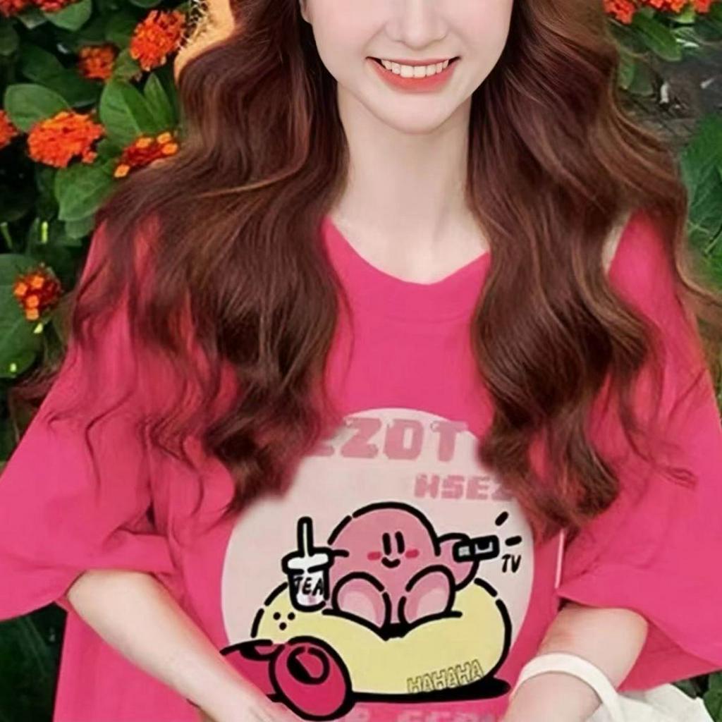 HANLU Áo Thun Tay Ngắn Dáng Rộng In Hình Trái Cây Màu Sắc Dành Cho Nữ