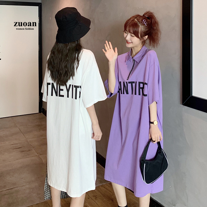 SUXI Đầm Midi Ngắn Tay Dáng Rộng Cổ Bẻ Xinh Xắn Cho Nữ