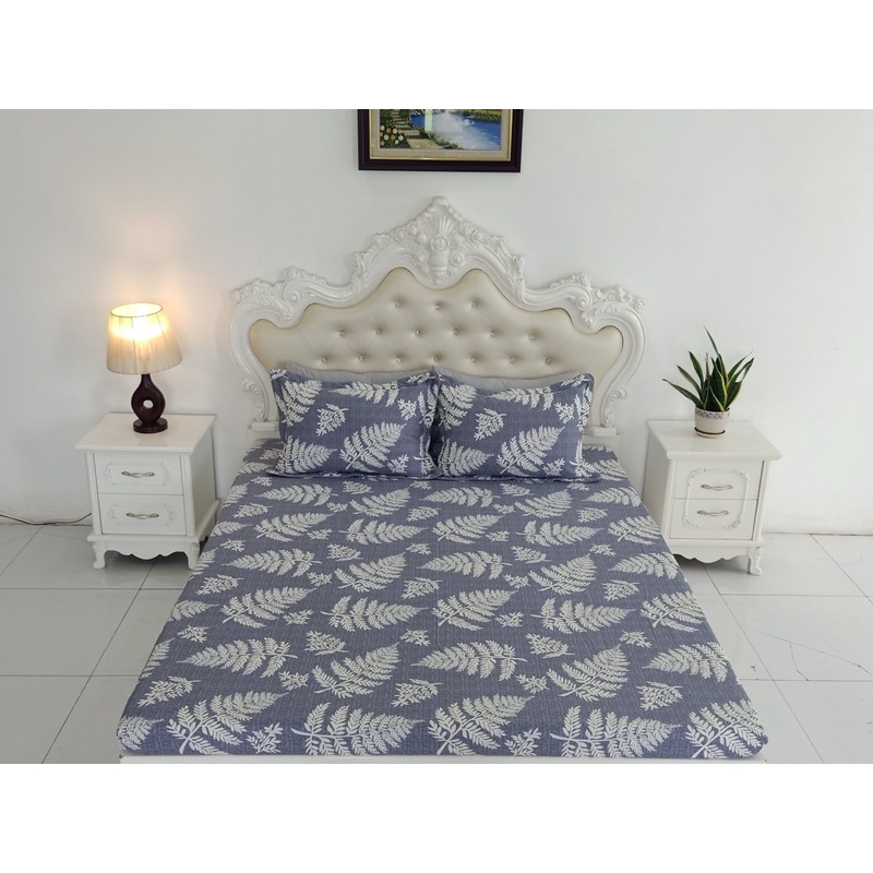 Ga giường vải Thắng Lợi 1m8x2m, ga gối cotton mát chun trơn