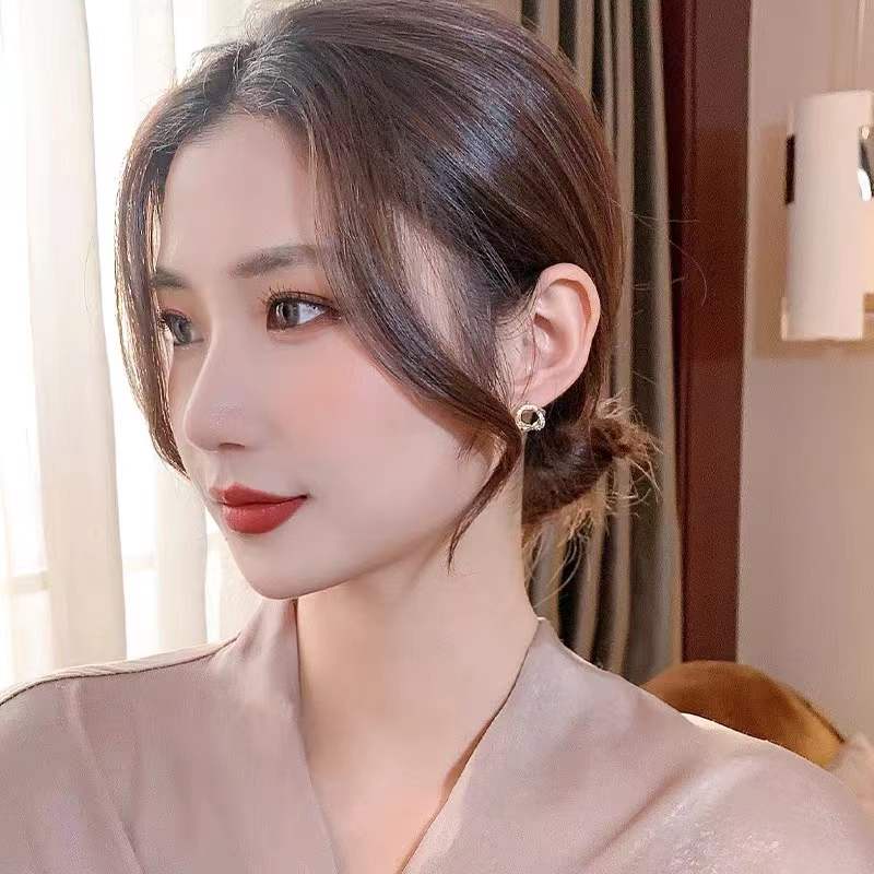 Bông Tai Mạ Bạc 925 Hình Tròn Thiết Kế Đơn Giản Phong Cách Mới