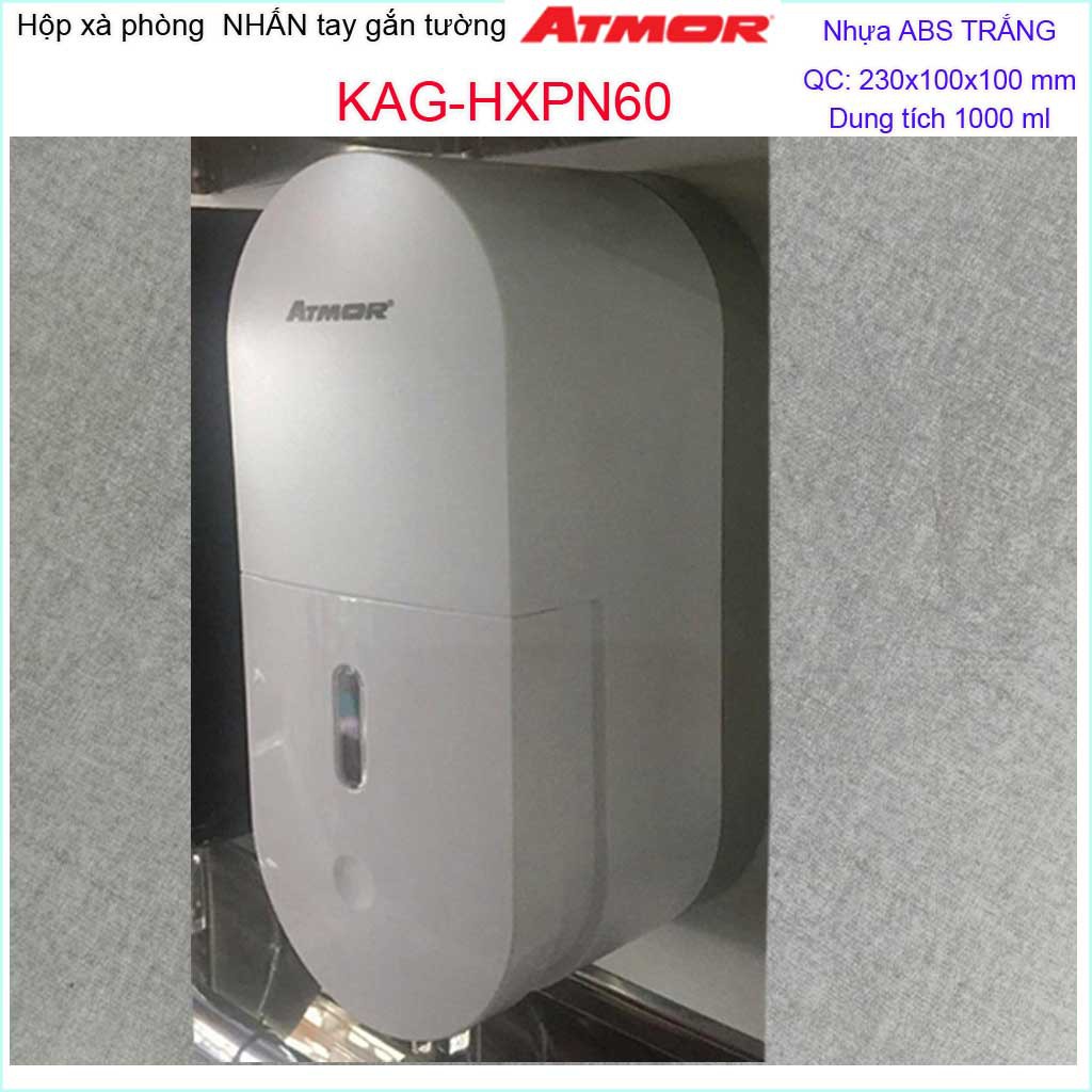 Hộp đựng xà phòng Atmor, hộp đựng sữa tắm dầu gội đầu KAG-HXPN60-White-trắng (loại lớn 1000ml)