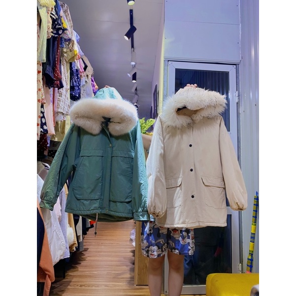 Áo parka lót lông thỏ