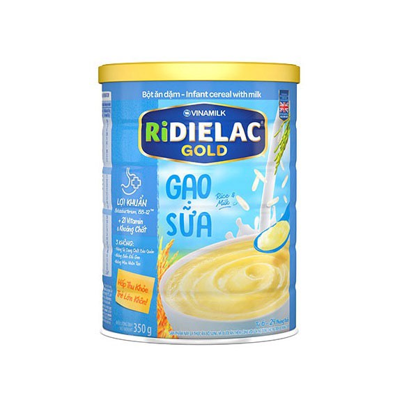 Bột ăn dặm RIDIELAC Gạo sữa Hộp thiếc 350g