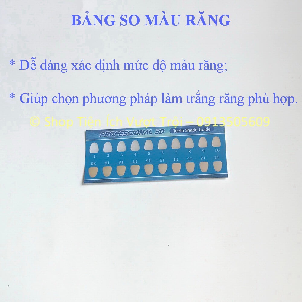 Miếng so màu răng, bảng so các cấp độ ố màu răng, bảng màu răng so sánh trước và sau làm trắng - Shop Tiện Ích Vượt Trội