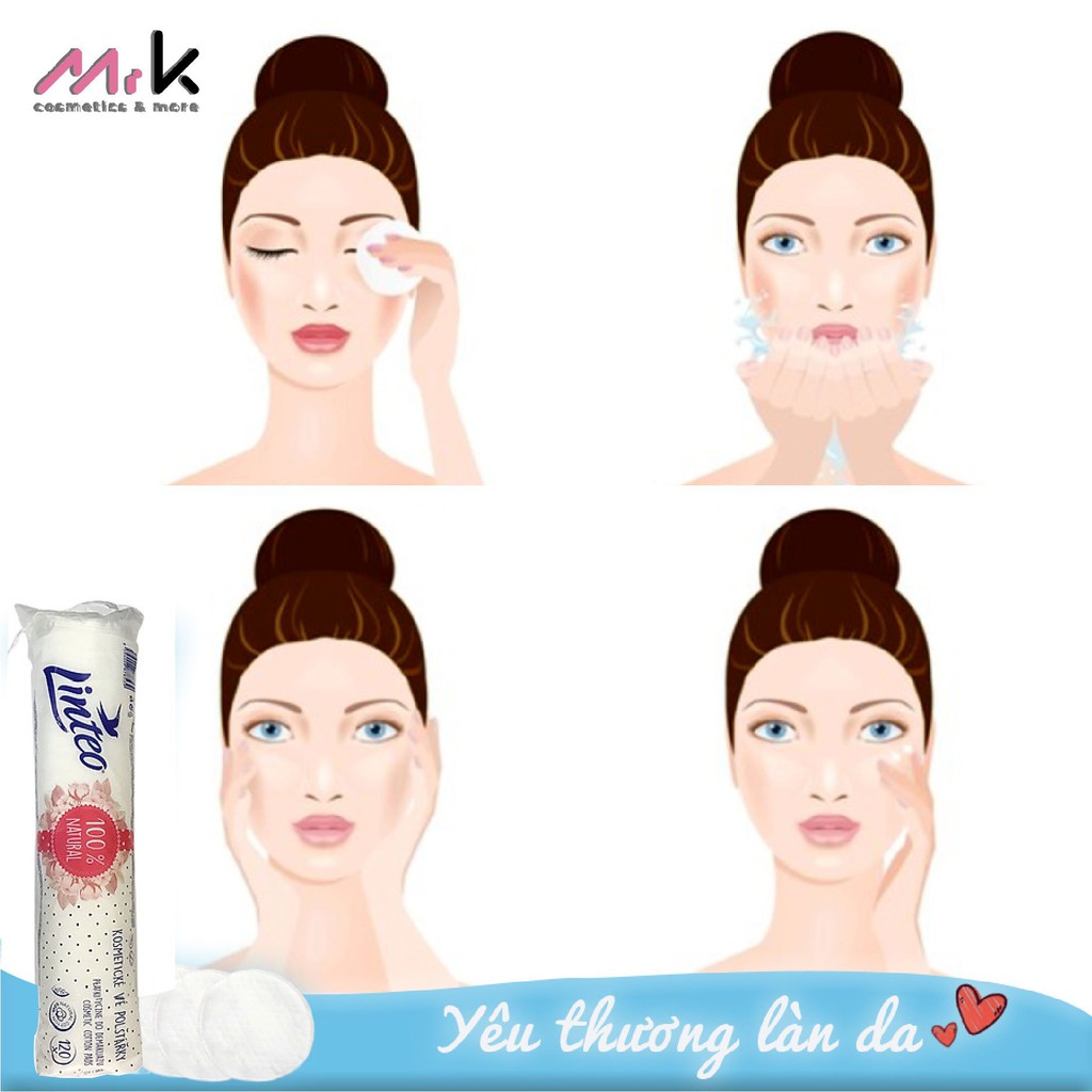 Bông tẩy trang Linteo nhập khẩu chính hãng Cộng Hòa Séc 120 miếng | BigBuy360 - bigbuy360.vn