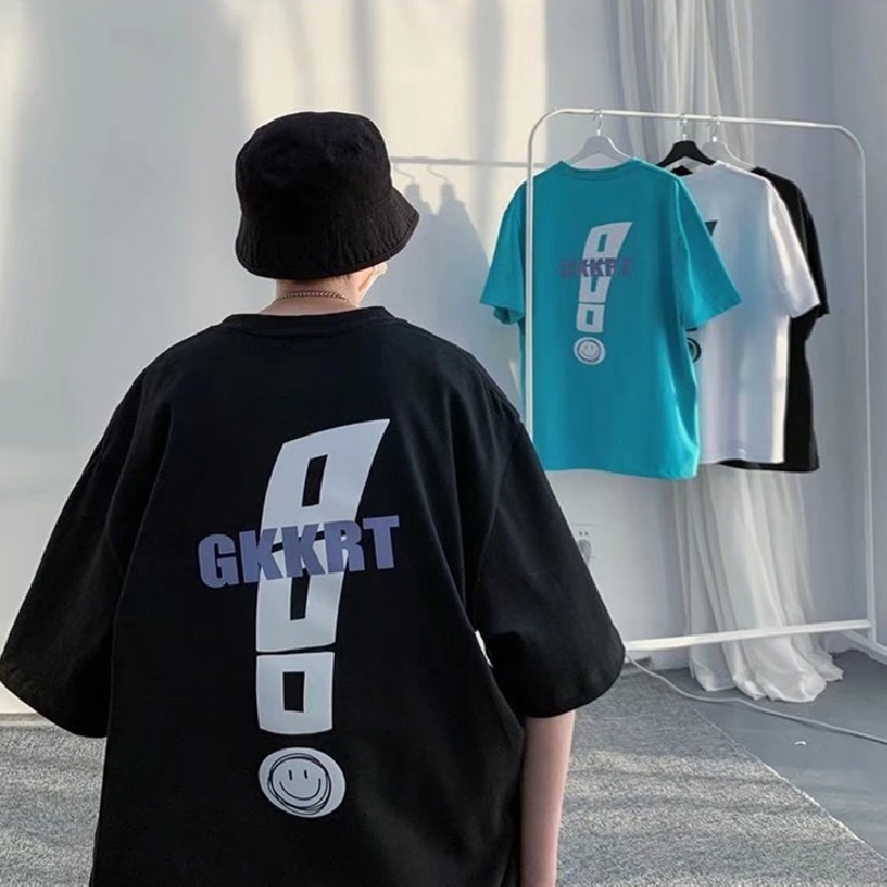 Áo Thun Tay Ngắn Dáng Rộng In Họa Tiết Phong Cách Hip Hop Hồng Kông Thời Trang Mùa Hè Cá Tính Cho Nam