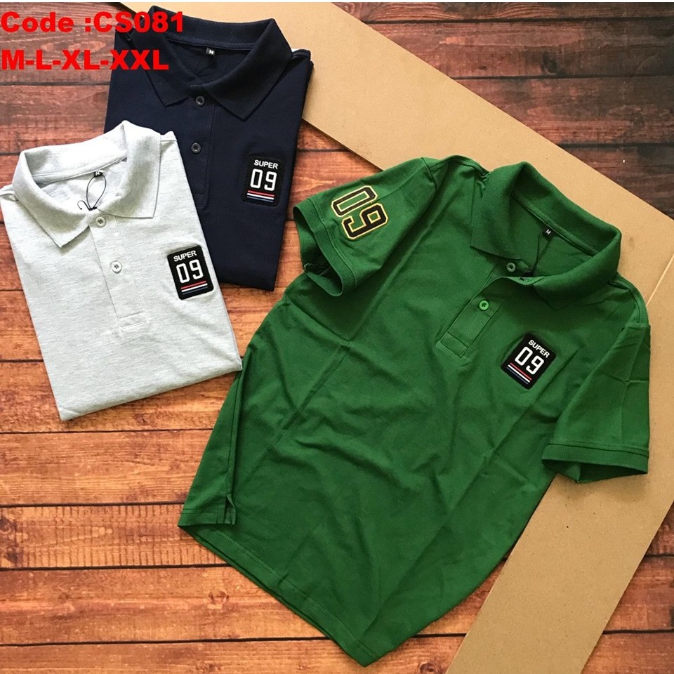 Áo thun nam cổ bẻ kết số 09 cao cấp gồm 3 màu (size M ->XXL) 081