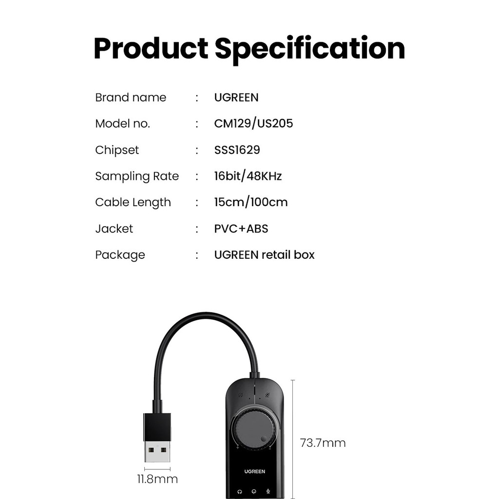 Cáp Chuyển USB Sang Tai Nghe UGreen Chính Hãng (CM129, US205)