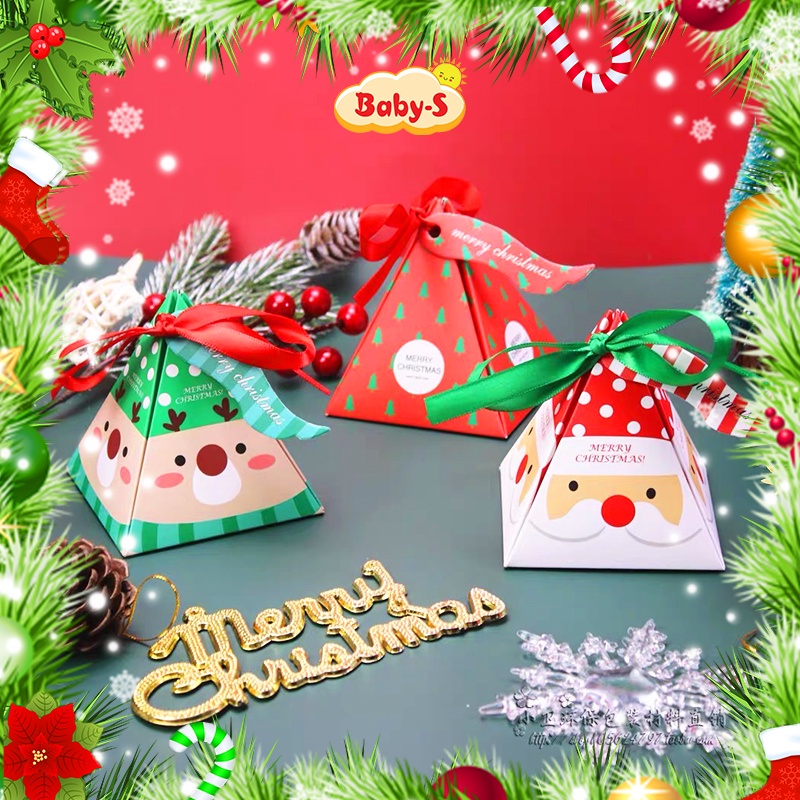 Hộp quà Noel hình kim tự tháp Baby-S, Hộp quà Giáng sinh đựng kẹo ngộ nghĩnh xinh xắn – SG003