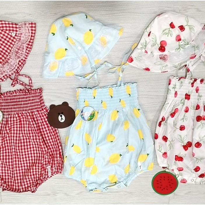 Đầm 2 dây baby + nón bunny cho bé