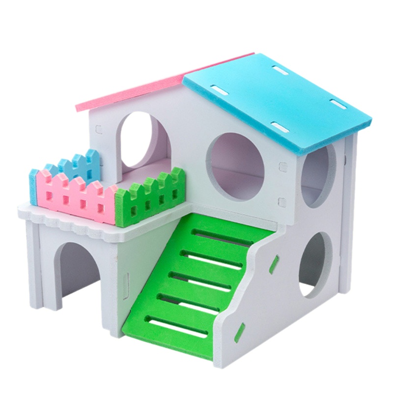 Nhà gỗ 2 tầng nhiều màu sắc dành cho chuột hamster