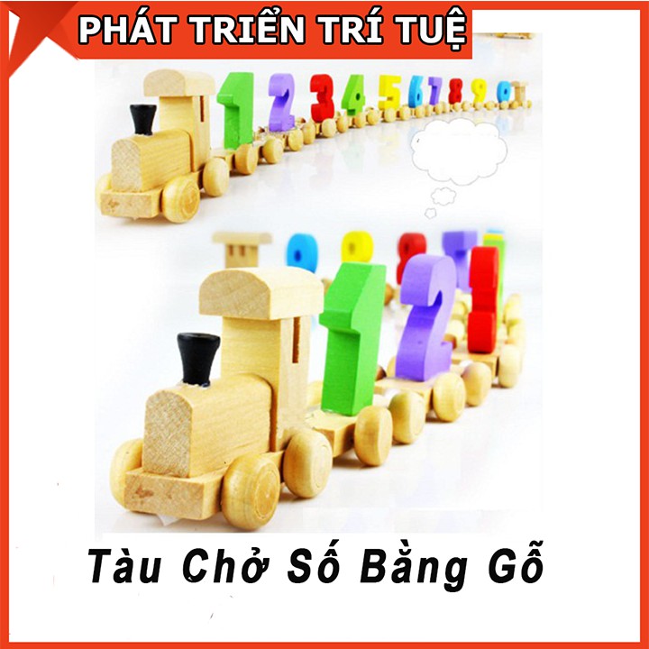 Đoàn Tàu Số Bằng Gỗ Loại Đẹp - Đồ Chơi Giáo Giục An Toàn Cho Bé