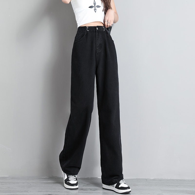 SUXI Quần Jean Dài Lưng Cao Dáng Rộng Thời Trang Xuân Thu Cá Tính Cho Nữ