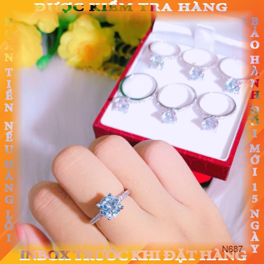 Nhẫn bạc nữ đính đá hột cao bản nhỏ thiết kế cao cấp Orin N687 changchang