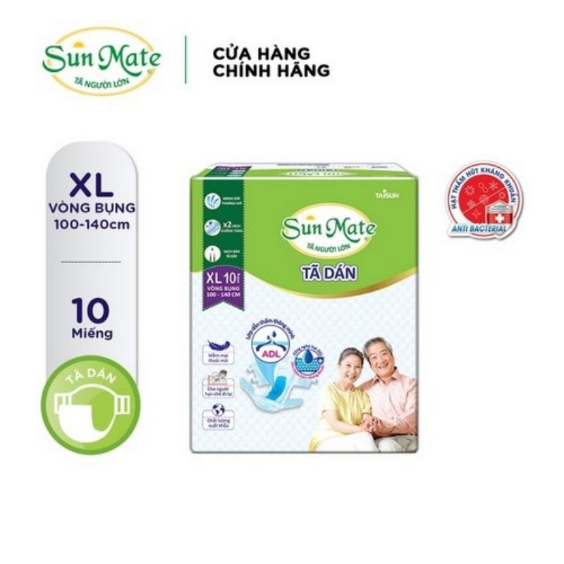 Tã dán người già và phụ nữ sau sinh Sunmate M-L-XL( Bịch 10 miếng)