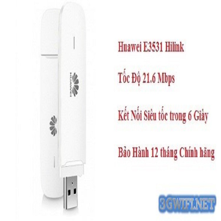 DCOM HUAWEI 3G E3531 THIẾT KẾ NHỎ GỌN SANG TRỌNG DẠNG USB BỀN BỈ KẾT NỐI NHANH | WebRaoVat - webraovat.net.vn