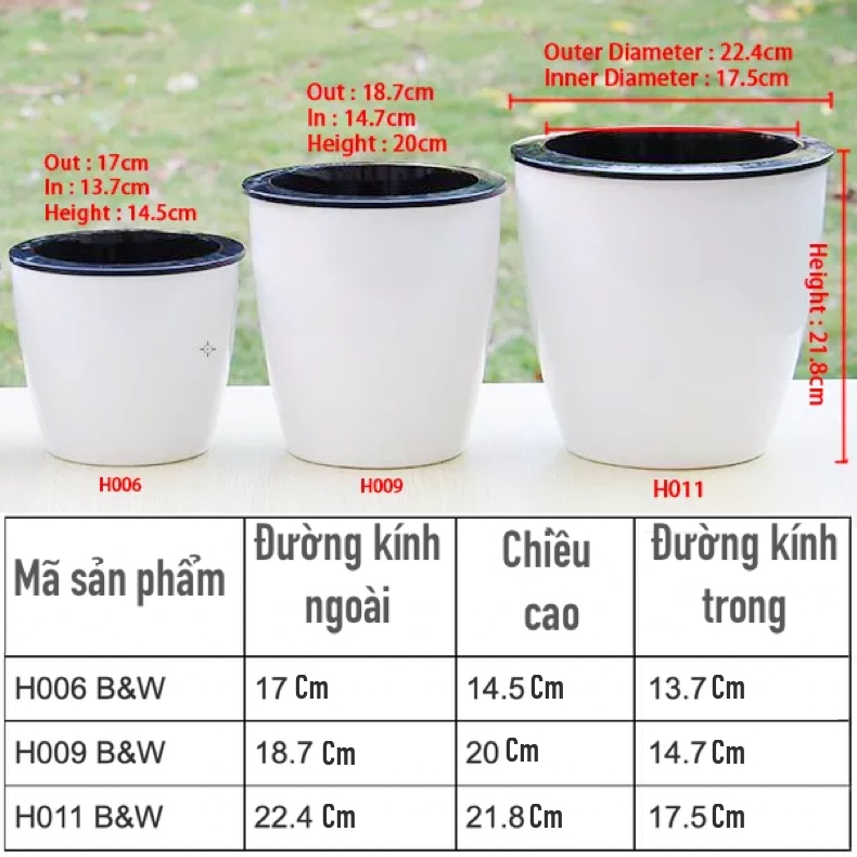 Chậu trồng cây tự tưới Oliz H009/011
