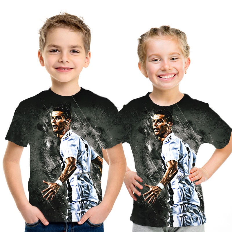 Áo Thun Tay Ngắn In Hình Ronaldo 3D Thời Trang Mùa Hè Dành Cho Bé Gái 2022