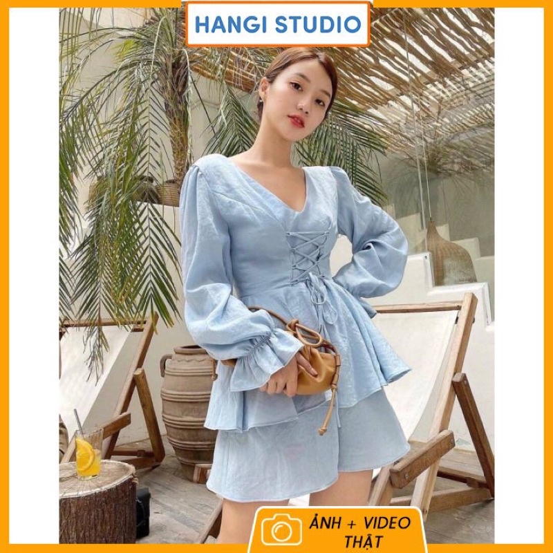 Blue Ohi Set quần short áo xanh biển đan dây siêu xinh, chất vải đẹp, hàng thiết kế chuẩn form