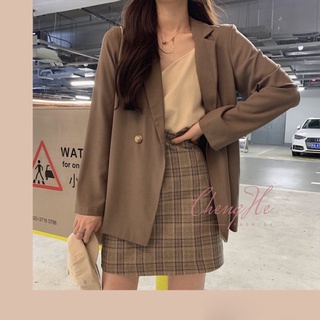 SẴN Áo khoác blazer cổ vest dài tay dáng rộng oversize nữ tính thanh lịch dài tay chic thời thượng thu đông A00071