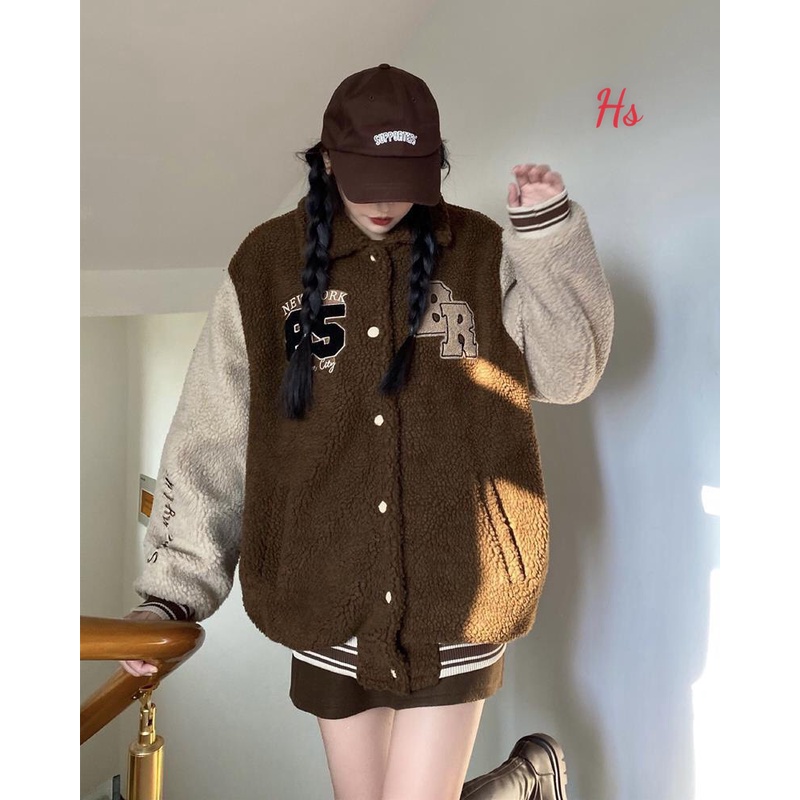 Áo khoác bomber lông cừu-Áo hoddie thêu chữ BeerBro phối 2 màu lót trần bông cao cấp MEMN 1186