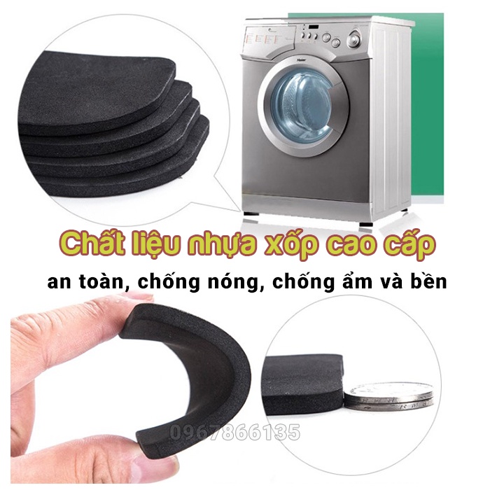 Set 4 miếng đệm xốp kê chân máy giặt chống trượt, chống rung máy giặt