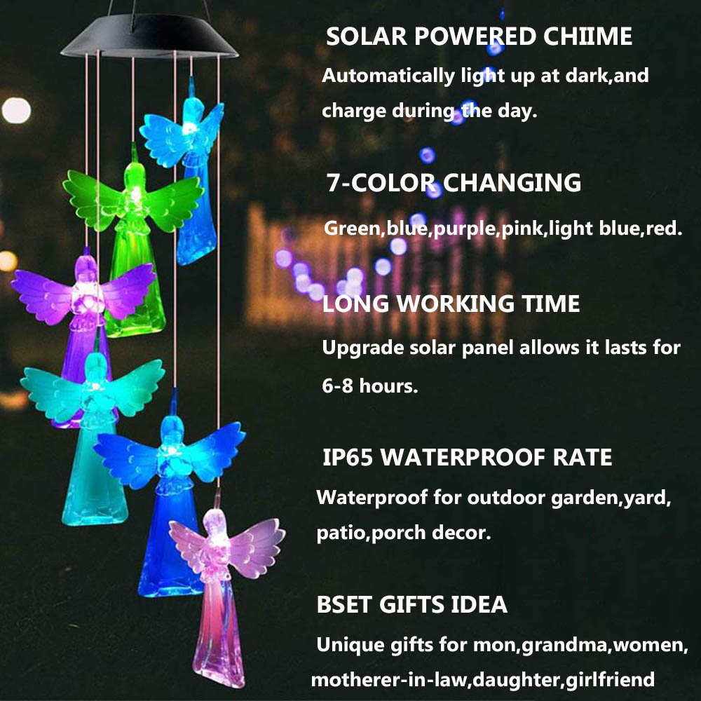 Đèn Led Treo Trang Trí Sân Vườn Hình Thiên Thần Nhiều Màu Sắc Sử Dụng Năng Lượng Mặt Trời