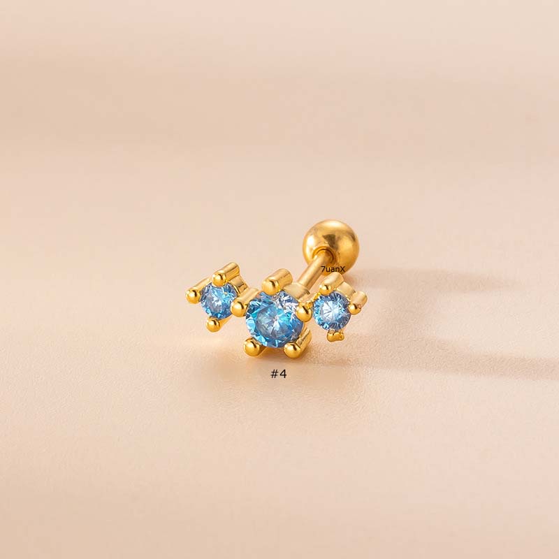 1 Khuyên Tai Helix Thép Không Gỉ Đính Đá Zircon Xanh Dương 20Gauge