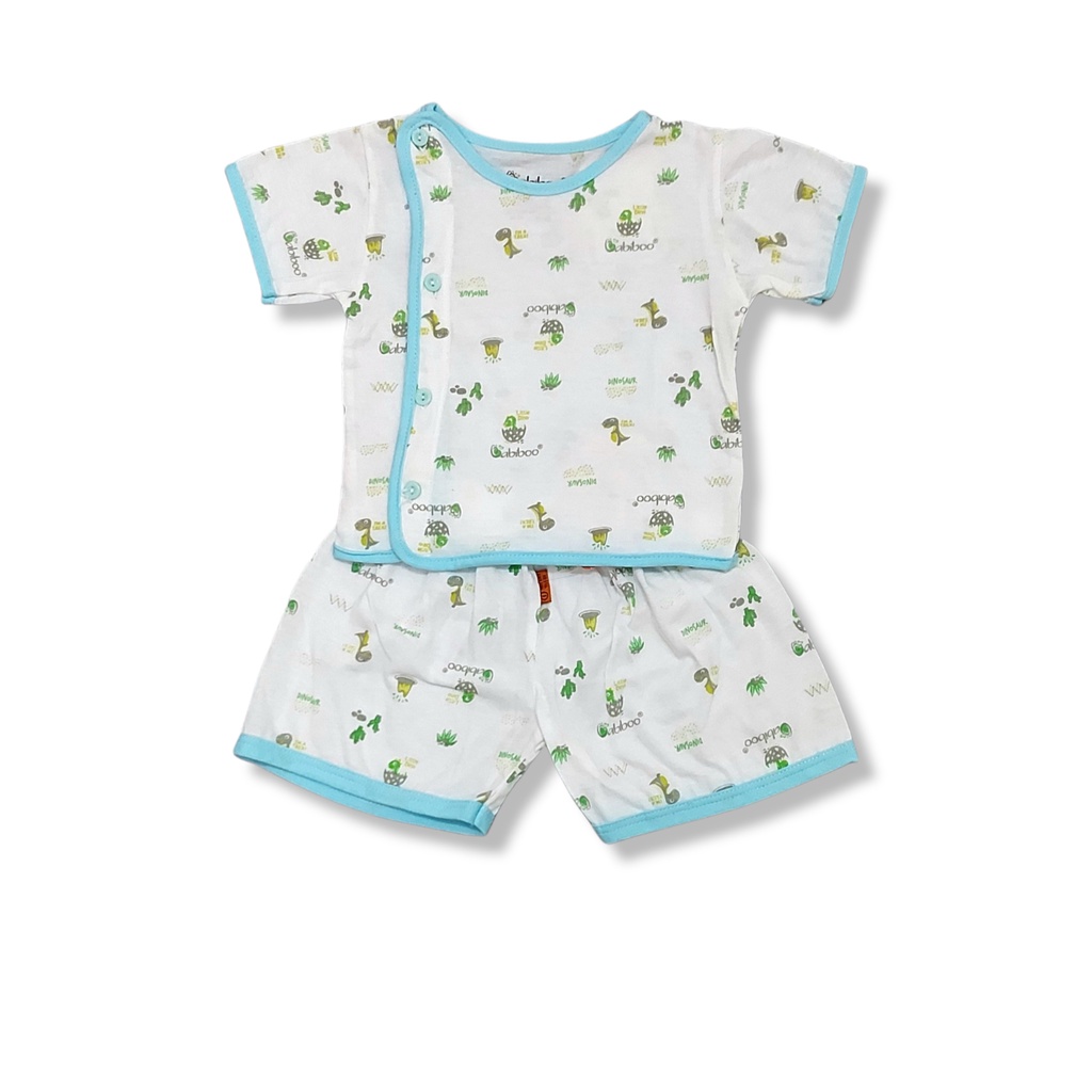 Bộ quần áo sơ sinh Babiboo 100% cotton thiết kế cài lệch họa tiết nhí cho bé