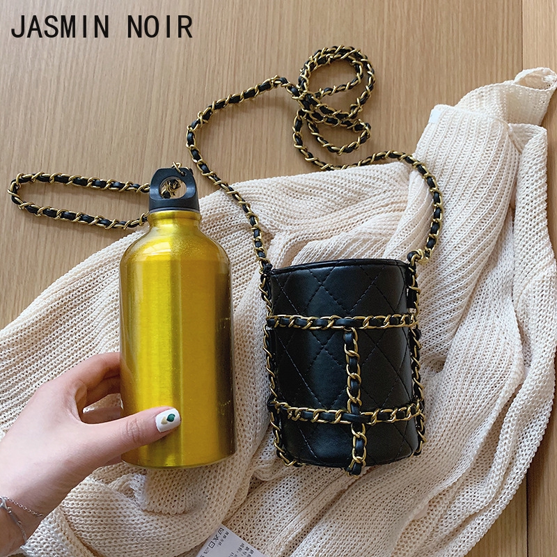 Túi Đeo Vai/Đeo Chéo JASMIN NOIR Dáng Đứng Thiết Kế Dây Đeo Phối Xích Thời Trang Hàn Quốc Dành Cho Nữ