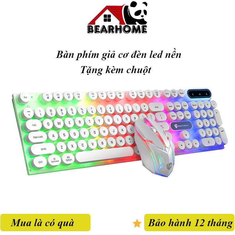 [Tặng chuột] Bàn phím gaming có dây Bearhome, có đèn led nền siêu đẹp, Độ bền cao, không gây tiếng ồn. Dùng cho máy tính