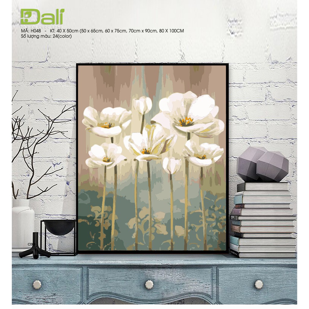 Tranh treo tường tự tô màu số hóa DALI Tranh Bộ 3 Hoa  TB004