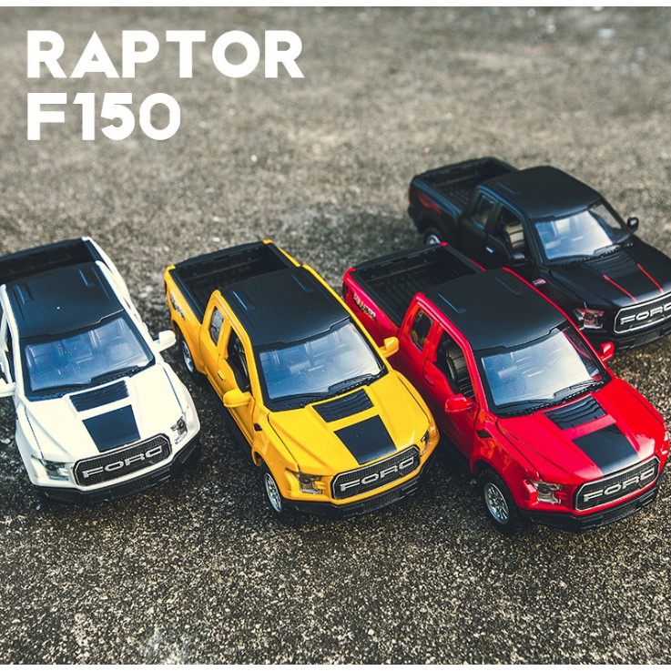 Xe mô hình ô tô Ford F150 Raptor tỷ lệ 1:32 bằng sắt có âm thanh động cơ và đèn mở cửa xe đồ chơi trẻ em