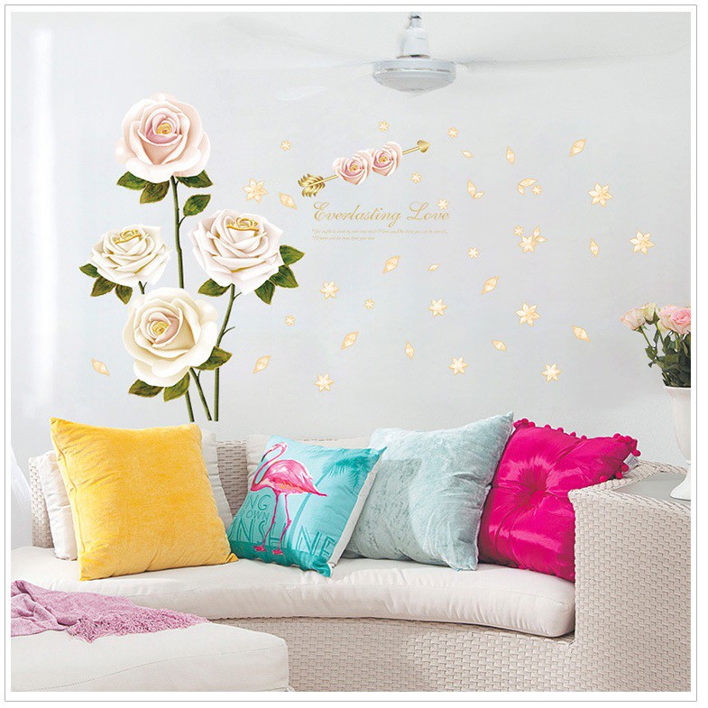 Decal dán tường Hoa hồng trắng