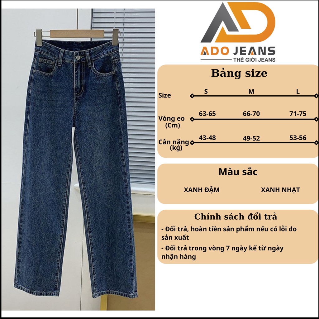 Quần Jean dài ống rộng, quần bò suông dài hàng cao cấp ADO JEANS.