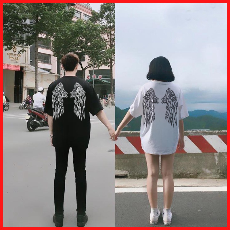 Áo Thun Đôi Unisex Tình Nhân In Đôi Cánh Thiên Thần ATN6026 - J.A Shop