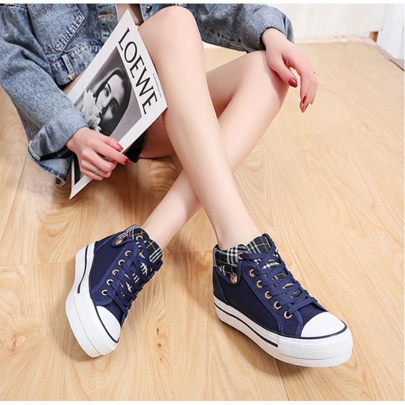 Giày ULZZANG Giày Sneaker Đế Độn Dế Bánh Mì 4CM Cổ Cao