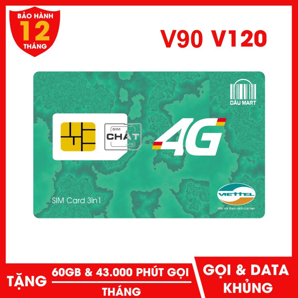 TẶNG THÁNG ĐẦU - SIM 4G Viettel V90 V120 Tặng 62GB/Tháng Và Miễn Phí Gọi Nội Mạng Ngoại Mạng