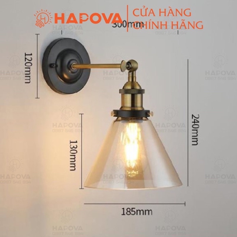 Đèn trang trí phòng ngủ, đèn ốp trần Hapova LOGIT 0405 Kèm bóng Edison