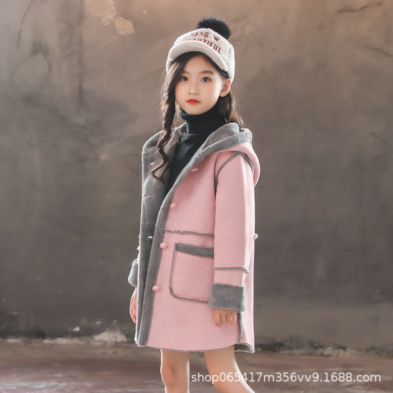 New girls' coats and coats for children's wear in autumn and winter. Foreign temperament suede coats and cotton fashion cute coats